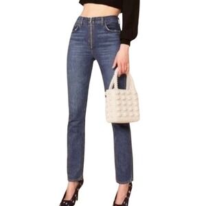 Reformation‎ Brooke Zip Jean Glacier High Rise Straight Leg Size 28 Exposed Zip